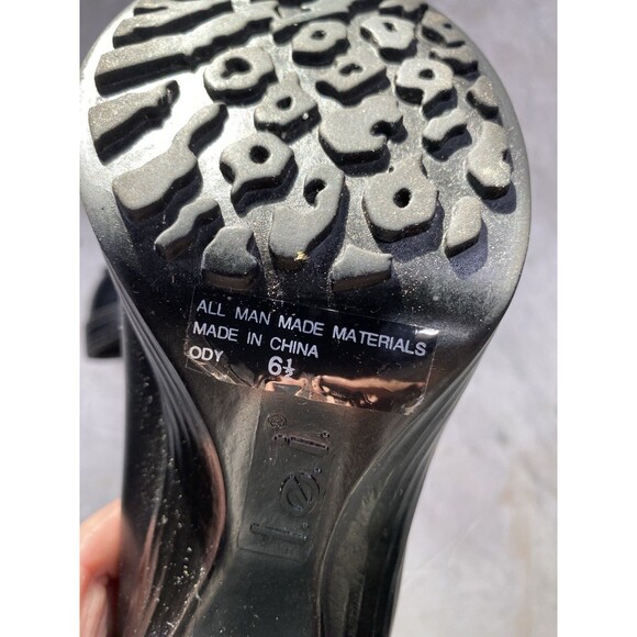 Vtg l.e.i. Platform Loafer Heels Women’s 6.5 Black Faux Leather 90’s Y2K - Picture 10 of 10